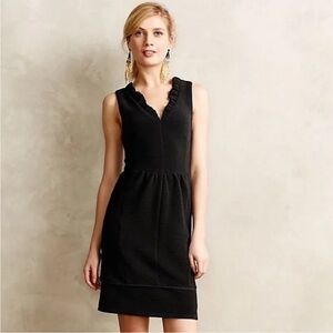 Maeve Anthropologie Black Ruffled Ottoman Dress Size Small
